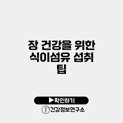 장 건강을 위한 식이섬유 섭취 팁