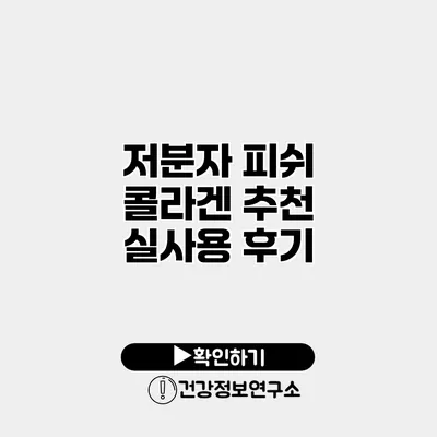 저분자 피쉬 콜라겐 추천 실사용 후기