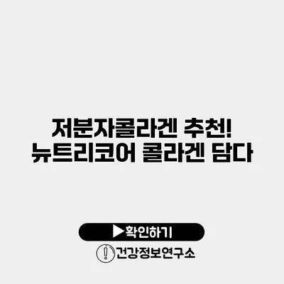 저분자콜라겐 추천! 뉴트리코어 콜라겐 담다