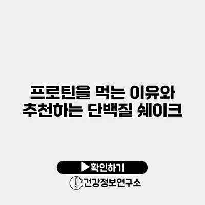 프로틴을 먹는 이유와 추천하는 단백질 쉐이크