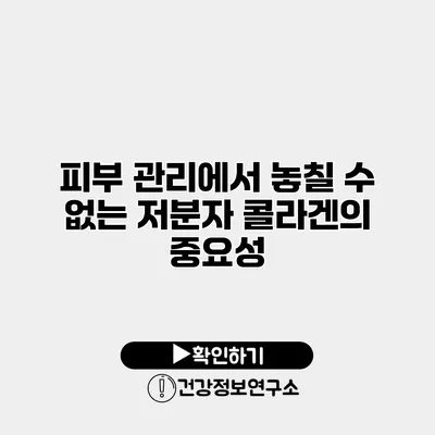 피부 관리에서 놓칠 수 없는 저분자 콜라겐의 중요성