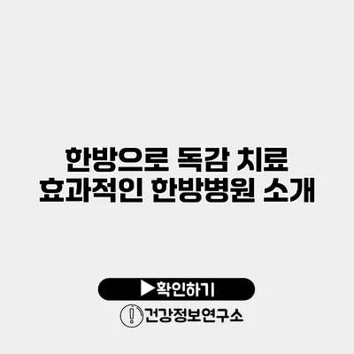 한방으로 독감 치료 효과적인 한방병원 소개