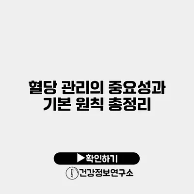 혈당 관리의 중요성과 기본 원칙 총정리