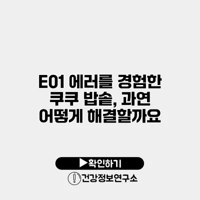 E01 에러를 경험한 쿠쿠 밥솥, 과연 어떻게 해결할까요?