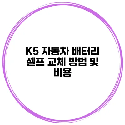 K5 자동차 배터리 셀프 교체 방법 및 비용