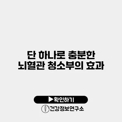 단 하나로 충분한 뇌혈관 청소부의 효과
