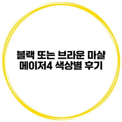 블랙 또는 브라운? 마샬 메이저4 색상별 후기