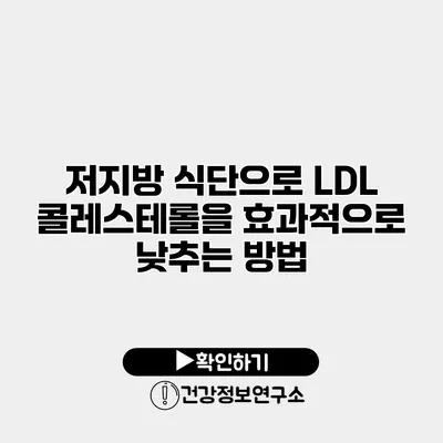 저지방 식단으로 LDL 콜레스테롤을 효과적으로 낮추는 방법
