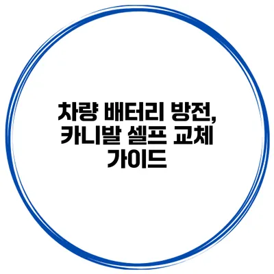차량 배터리 방전, 카니발 셀프 교체 가이드