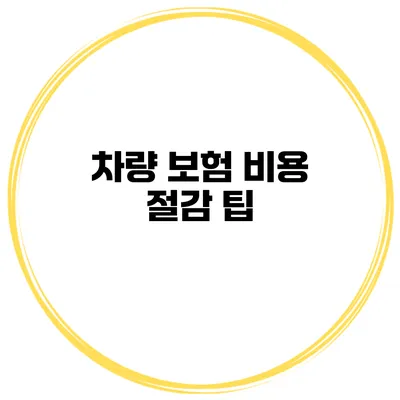 차량 보험 비용 절감 팁