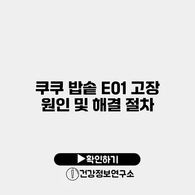쿠쿠 밥솥 E01 고장 원인 및 해결 절차