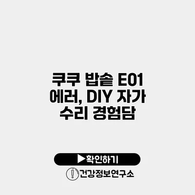 쿠쿠 밥솥 E01 에러, DIY 자가 수리 경험담