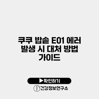 쿠쿠 밥솥 E01 에러 발생 시 대처 방법 가이드