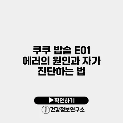 쿠쿠 밥솥 E01 에러의 원인과 자가 진단하는 법