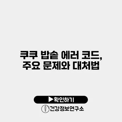 쿠쿠 밥솥 에러 코드, 주요 문제와 대처법