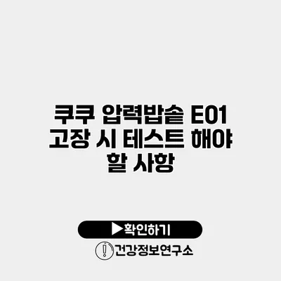 쿠쿠 압력밥솥 E01 고장 시 테스트 해야 할 사항