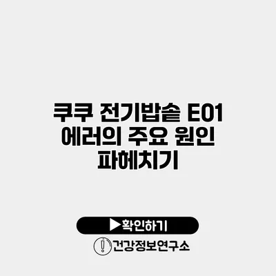 쿠쿠 전기밥솥 E01 에러의 주요 원인 파헤치기